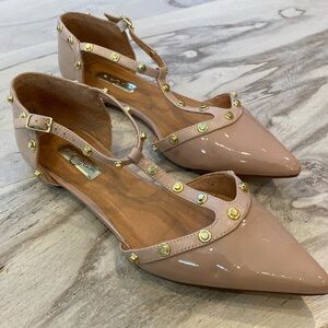 Halogen blush patent leather & studded flats. Size 6.5. Great condition!